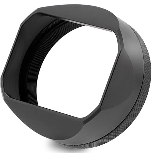 Square Metal Lens Hood for Fuji X100VI X100V Camera Accessories Black with 49mm UV Filter Adapter Ring Haoge LH-X54B