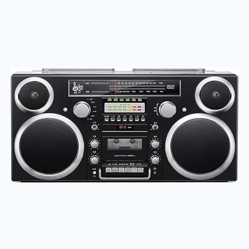 Bluetooth CD Player Retro Cassette Boombox With AM/FM Radio, SD Slots, Aux In, USB/SD Conversion, Headphone Jack - Portable Wireless Music Player for Home, Office, School, and Outdoor Use