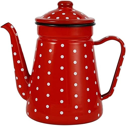 Teiera smaltata da 1,5 l, caffettiera vintage con beccuccio lungo e manico, per fornelli a gas e fornelli a induzione, -B