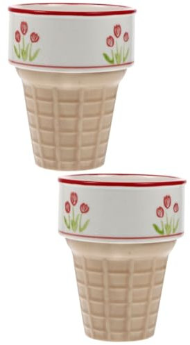 Hoement 2 Stücke Niedliche Porzellan Aetizers Tasse Eistüte Form Tassen Für Frühstück Kaffee
