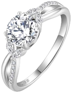 FJ Verlobungsring Damen 925 Sterling Silber Unendlichkeit Ring Eheringe Antragsring Promise Ring mit Zirkonia Schmuck Geschenke für Frauen Größe 52