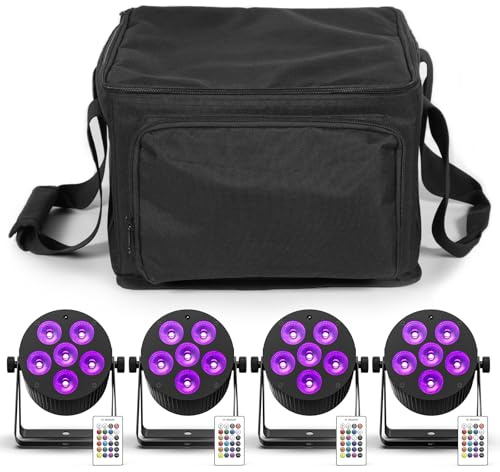 Oloaxolx 60W Akku LED Par Strahler Wiederaufladbar mit Tasche und Fernbedienung, RGBWA+UV 6 LED Bühnenlicht DMX512 Partylicht für DJ Disco Live Hochzeit Indoor Outdoor Ausstellungshalle