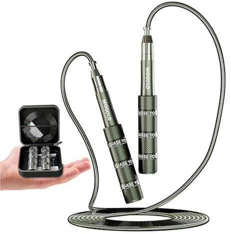 MOGOLD Speed Jump Rope for Crossfit & Boxing - Adjustable Length Skipping Rope with Durable PVC Cable for Men Women - Home & Gym Workout