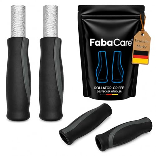 FabaCare Rollator Handgriffe 110 x 22 mm, 2er Set Ersatzgriffe | Ergonomische Ersatzhandgriffe, hochwertiger Kunststoff, einfache Montage, Made in Germany, Schadstofffrei