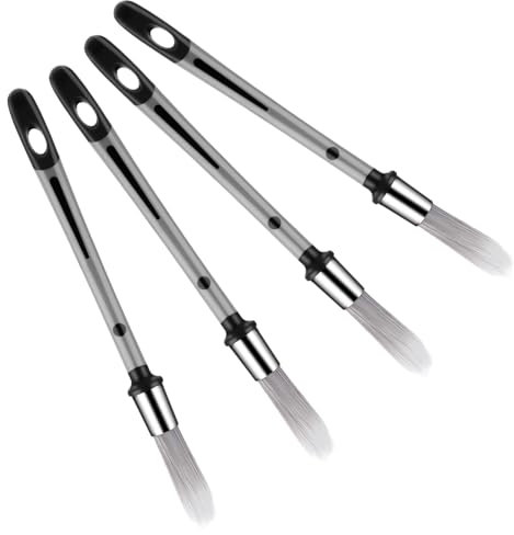 Piriuuo 4 Pcs Mini Paint Brush, Small Paint Brushes for Walls Edge Painting Tool for Detail Areas and Small Repairs Round Paint Brush for Sash, Baseboards,House Wall Corners (0.37inch, 9.5mm)