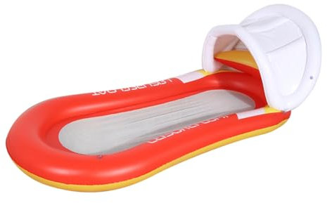 KONTONTY Aufblasbares -liegenbett Mit Abnehmbarem Sonnenschutz PVC Wasserhängematte Für Erwachsene Ergonomisches Design Orange Für Pool Und Strand