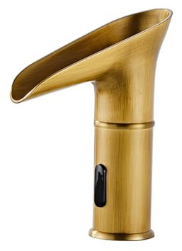 Grifo de Lavabo Mezclador de Baño Grifo de Baño Retro Grifo con Sensor Grifo de Agua Fría Solo Grifo de Cascada Grifo de Baño Grifo de Lavabo Infrarrojo Alimentado Por Batería Antiguo Bajo