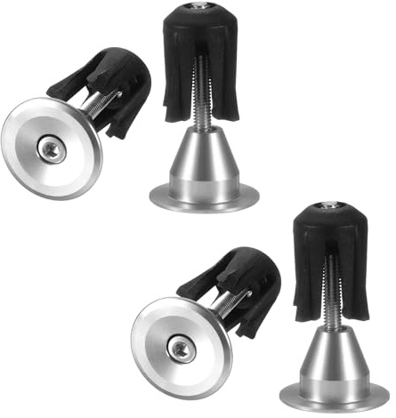 sourcing map 2 Pair Bike Handlebar End Plugs Aluminum Alloy Bar End Caps Expanding Locking Handlebar End Plugs for Most Bike MTB Road BMX Fixed Gear Bike, Silver