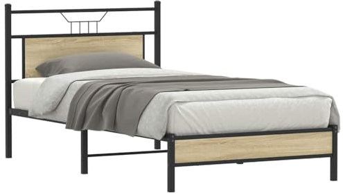 vidaXL Sängram utan madrass Sonoma ek 107x203 cm konstruerat trä, sovrumsmöbler, enkelsäng, sängbotten, säng, enkelsängsram, sovrumsmöbler