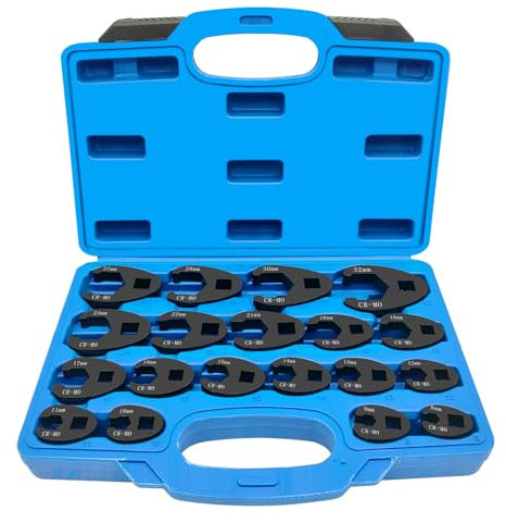 PMJMANKI Juego de Llaves de Tuercas abocinadas con trinquete de 3/8 y 1/2 Pulgada, 19 Piezas Metricol 8 tamaños de 32 mm, Juego de Llaves de Tuercas abocinadas para trinquete de 3/8 y 1/2 Pulgada