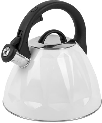 KARL HAUSMANN Hervidor de Agua para Inducción - 3L - Blanc Tetera de Acero Inoxidable con Silbato y Asa que No se Calienta - Para Induccion, Gas y Vitroceramica - Chaleira