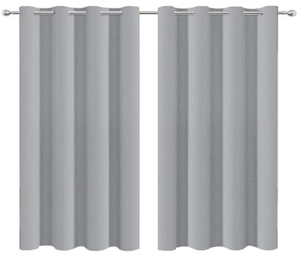 NINGBAI Gardine Weiß Wohnzimmer Gardinen 200 x 260 cm Gardine Schlafzimmer Ösen Thermo Gardinen Lärmschutzvorhang für Wohnzimmer, Hellgrau