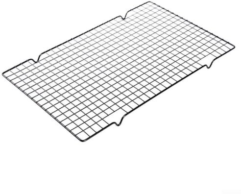 Griglia di raffreddamento per torte, in acciaio inox, grande griglia in filo per cuocere, grigliare, cuocere e asciugare torte, pizza, carne, tostapane (40,5 x 25,5 cm)
