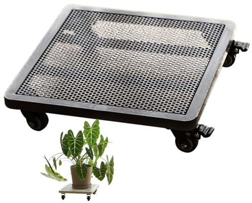 TRAGLO Supporto per Piante con Ruote, Robusto Carrello per Piante in Metallo, capacità di carico 200 kg, Base a rulli per vasi in Ferro battuto per Interni ed Esterni(Gray,35x35x8cm)
