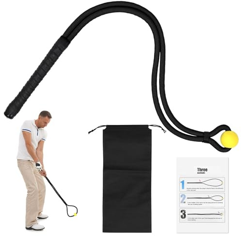 Gosknor Golf Rope Swing Trainer, Professional Portable Golf Rope Swing Training Accessory with Storage Bag Warm-up Equipment for Golfers Strength Control & Speed Improvement (Black)