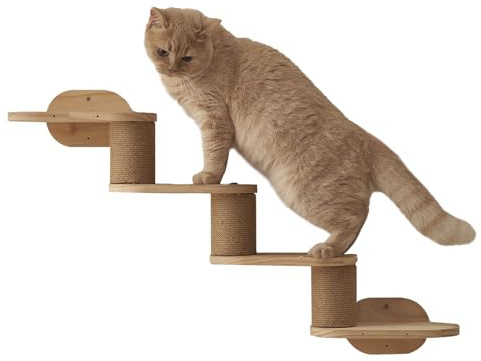 Katzenregale, wandmontierte Kletterleiter, schwimmende Spielplatzstation, integriertes Kratzstufen-Design für Indoor-Katzen, Fensterbank, Decke, 80 x 48 x 15,3 cm