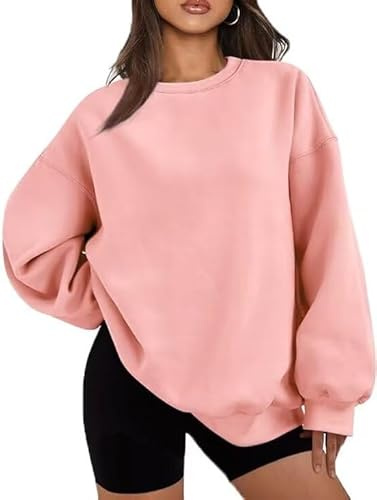 LACOZY Crewneck Sweatshirts Women Sweater Shirts Plus Size Casual Pullovers Tunic Top Pink M