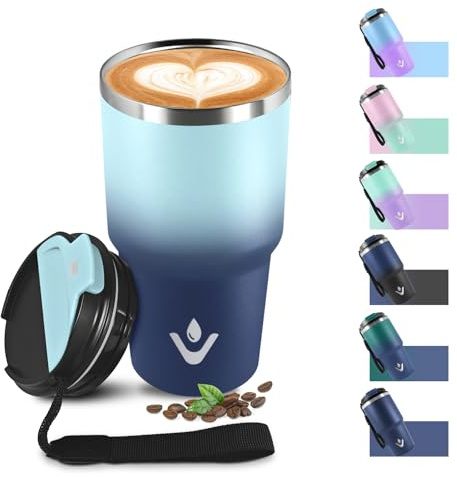 Mug Isotherme 600ml 20oz, Tasse à café Double Paroi, Réutilisable, Thermo Café Acier Inoxydable 304, sans BPA, Tumbler Tasse Isotherme pour École, Sport, Bureau, Gym, Yoga, Camping, Randonnée