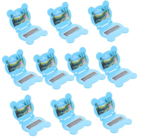 Abaodam 10pcs Foldable Mini Laptop Dollhouse Computers Blue Miniature Furniture Accessories for Dollhouse Decoration Imaginative Play Educational