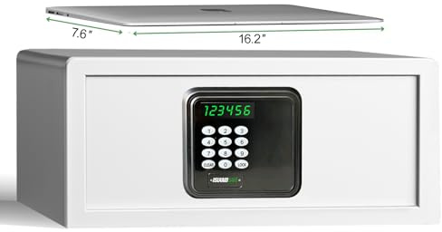 ISLANDSAFE Hotel Safe 1.1 Cubic Feet Home Safe with Digital Keypad,Hotel & Home Dual-Use Safe with Audit Function,Administrator Password,Security Lock Box for Laptop,Jewelry,Watch (White,Digital Code)