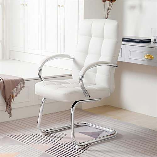 Executive Side Chair with Eco Leather Seat - High Back, Padded, Fixed Arms, Sled Base Visitors Chair