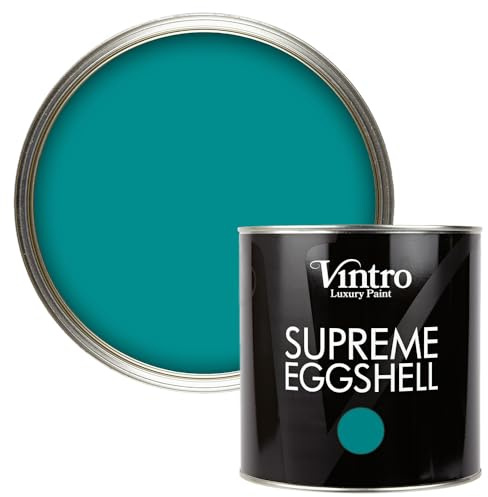 Vintro Paint | Eggshell Paint | for Walls | Wood | Trim | Satin Furniture Paint | Interior & Exterior Use. (Teal, 2.5 Litres)