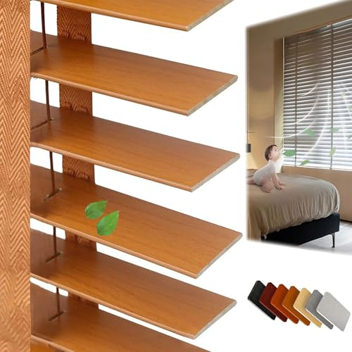 Holzjalousie Fenster Innen Holz Jalousie 50 mm Lamellen Nach Maß 60 70 85 90 100 105 110 125 140 145 160 165 170 175 180 220cm Sichtschutz Verdunkelung Jalousette(Hellbraun)
