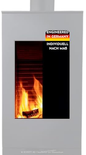 Kaminglas nach Maß 4 mm ROBAX NightFlame®, hitzebeständige Kaminscheibe, Ofenglas, Glasscheibe Kaminofen, feuerfestes Glas, Ofenscheibe mit Dead-Front Effekt, schwarz getönt