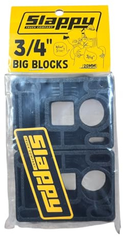 Slappy Truck Company Big Blocks Black Skateboard Hard Risers - Set of Two (2) - 3/4