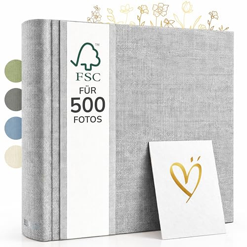 Zenacolor - Album Photo Vierge - 150 Pages - Gris Clair | 30x30cm · Pour 500 Photos · Papier Cristal Protecteur · Certifié FSC · Album Photo Scrapbook