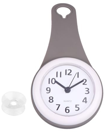 HOMSFOU Geräuschlose ABS Wanduhr für Badezimmer und Kinderzimmer | Saugnäpfen, Leicht Anzubringen und Abzunehmen, Multifunktional, Modernes Schlichtes Design, Dekorativ