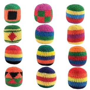 Generisch 12 Stück Gestrickte Jonglierbälle, Mehrfarbige Hacky Sack Sandsäcke für Koordinationstraining, Tragbare Soft Bälle für Outdoor & Indoor Freizeitspiele (B)