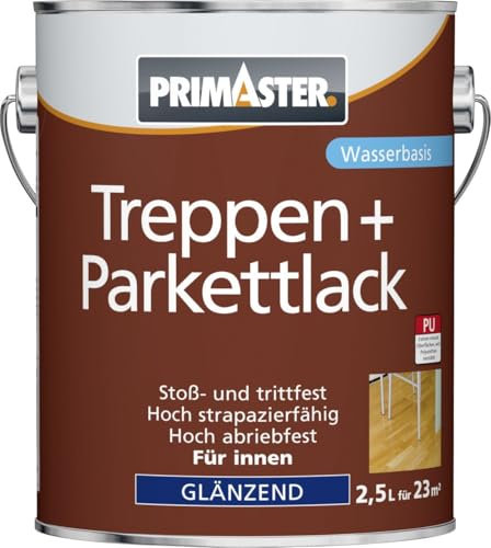 Primaster Treppen- und Parkettlack 2,5L Glänzend Treppenlack Dielenlack Holzlack