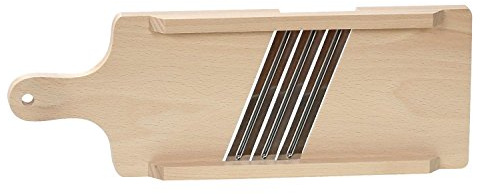 Bütic Holz Krauthobel Gemüsehobel Raspel FSC + optional Krautstampfer, Größe:Buche 44x15cm - 3 Messer