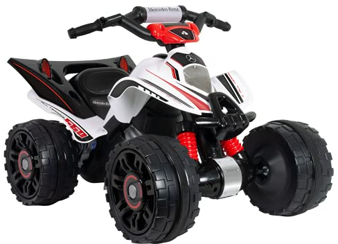 INJUSA – Quad elettrico Mercedes Benz ATV, auto elettrica per bambini da 2 a 5 anni, batteria 12 V, pedale acceleratore, cambio marcia e freni, velocità max 6 km/h, colore bianco