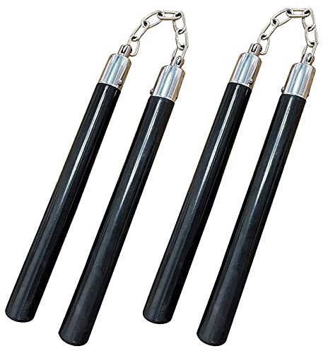 Nunchucks Safe Solid Rubber Training Nunchucks Nunchakus with Steel Chain and Bearing Ball System only for beginners ,Adults and Professionals Perform, Practice, Training,Exercise (2PCS-BLACK)