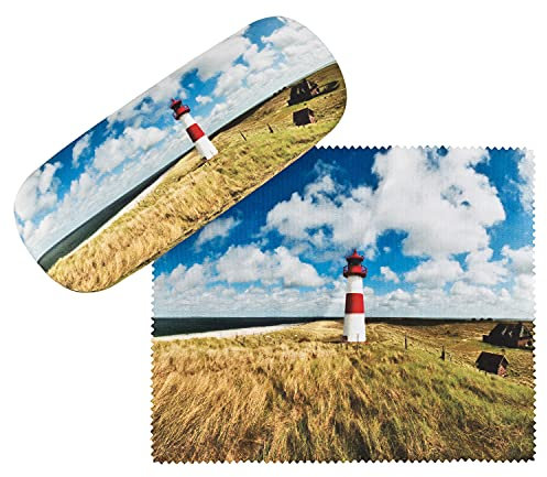 VON LILIENFELD Brillenetui Sylt Motiv Etui Brille Mikrofaser Brillenputztuch Brillenbox Stabiles Hardcase Set mit Stoff bezogen