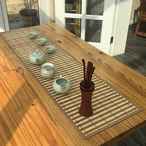 Camino De Mesa De Bambú, Mantel Individual Antideslizante De Rayas Marrones, Tapete De Mesa Tejido A Mano Para La Decoración De La Mesa De Comedor De La Cocina De Hom, Limpiar Con Un Pa(Size:30×120cm)