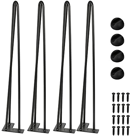 Ikodm 4er Set Haarnadel Tischbein, Hairpin Legs 72CM, möbelfüße Tischkufen Esstisch mit Dreifachstab Freie Bodenschoner und Schrauben Verfügbar in Höhe von 15cm-72cm