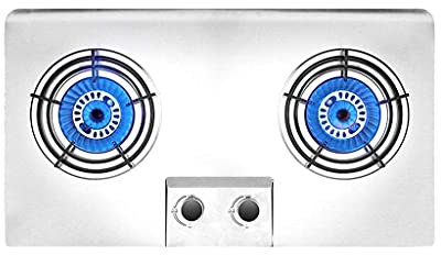 Samnuerly Fornello a Gas a Gas, fornello a Gas da Incasso da 71 cm, Piano Cottura a 2 fuochi in Acciaio Inossidabile, fornello a Gas a Doppia Alimentazione GPL/NG, con Protezione Contro i guasti alla