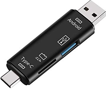 Lanko 5 en 1 Multifuncional OTG Lector de Tarjetas Tarjeta Micro-SD/SD/USB Lector Soporte TF Android Type-C Teléfono/Computadora/Type-C Universal