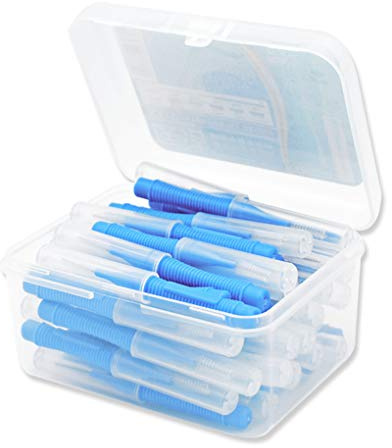 Zahnzwischenraumbürsten, Zahnseide, Push-Pull-Kunststoff-Zahnbürsten, Handheld, Mundhygiene-Werkzeug, Haushalt, Blau, 1,0 mm, 40 Stück