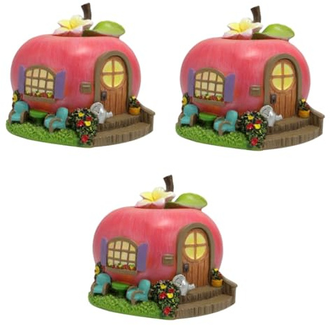 Didiseaon 3 Piezas Adorno de Casa de Hadas Manzana para Jardín Accesorios de Jardín de Hadas Decoración de Paisaje de Bonsái Decoración para Exteriores y Interiores