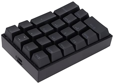 Yechiry Tastierino Numerico Meccanico a 21 Tasti, Tastiera Cablata Senza Sbiadimento con Tasti a Gradini, Tastierino USB Tipo C con Reattivi, Ideale per, IOS, PC e Laptop (Interruttore blu)