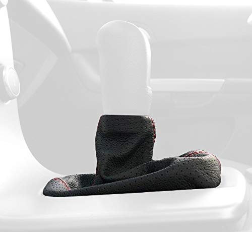 RedlineGoods Schaltsack Manschette kompatibel mit Volvo C30 2007-13. Maßgeschneidert - Nicht universell. Echtes Top Qualitat Italienisches Alcantara. Schwarz mit Rotem Faden