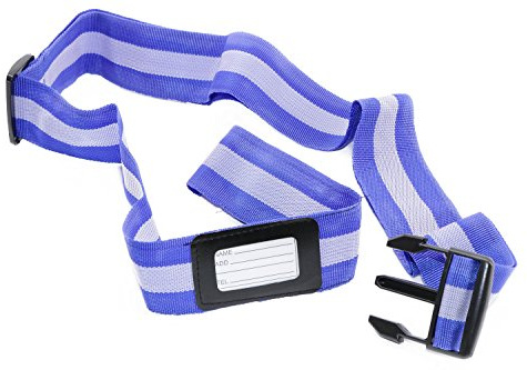 RMB® 2er Set Gurte für Taschen, Gepäckgurte mit Namensschild Blau/Grau mit Schnellverschluss, Blau