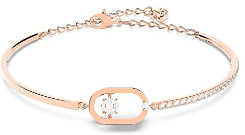 Swarovski Sparkling Dance Oval bracelet, Round cut, White, Rose gold-tone plated