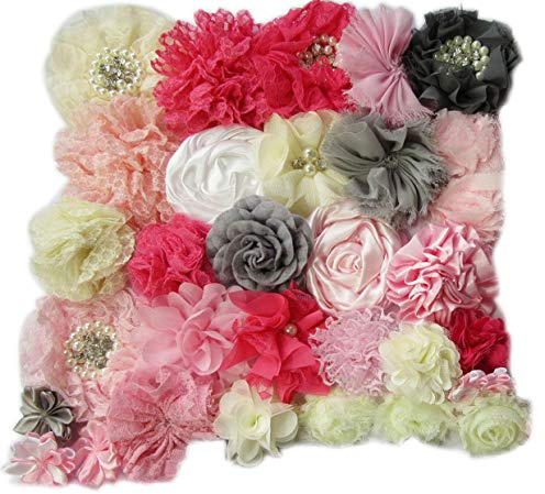 YYCRAFT 40 Stück Chiffon-Blumen, handgefertigte Haarblumen für DIY Stirnband Kit Schleife Kit