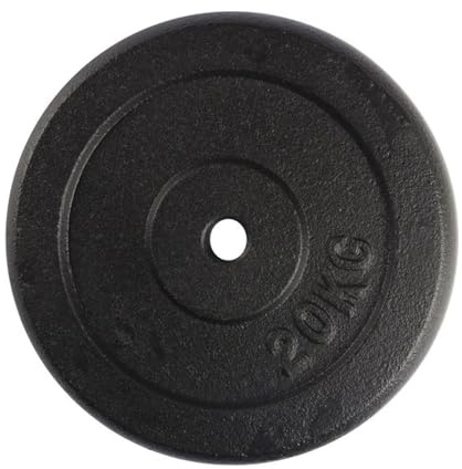 VirtuFit Disco per bilanciere in ghisa, peso manubrio, 30 mm, 20 kg, colore nero