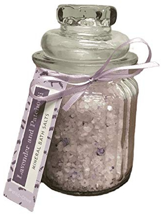 Jar of Lavender and Patchouli Aromatherapy Mineral Bath Salts
